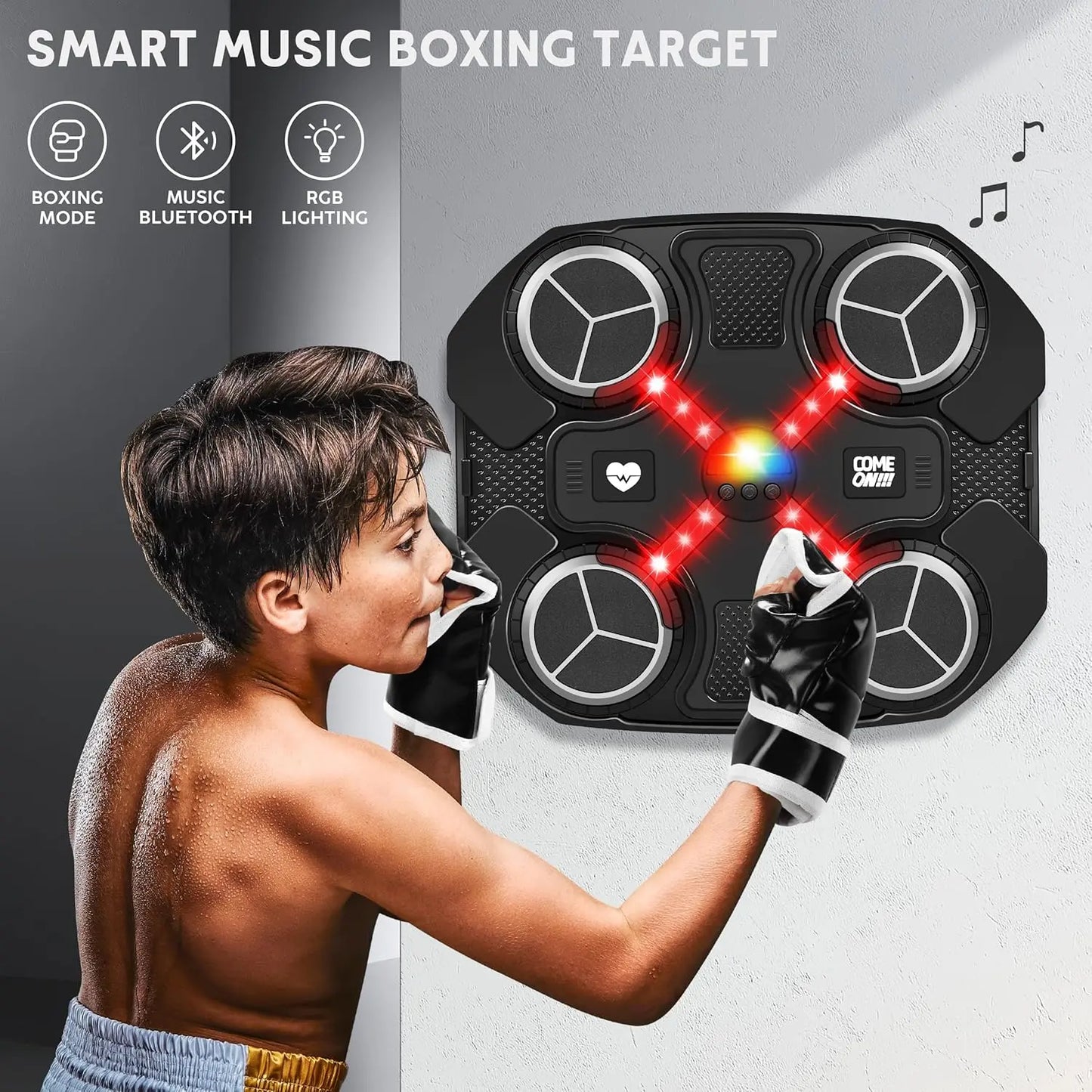 Music Boxing Four-Target Training Machine with Gloves - Wall Mount Fun Fitness for Kids,Music Boxing Machine，Boxing， Wall Mount Boxing Machine - Smart Fun Fitness Gear for All Ages,Interactive Boxing Trainer - Enhance Workout Fun with Free Boxing Gloves