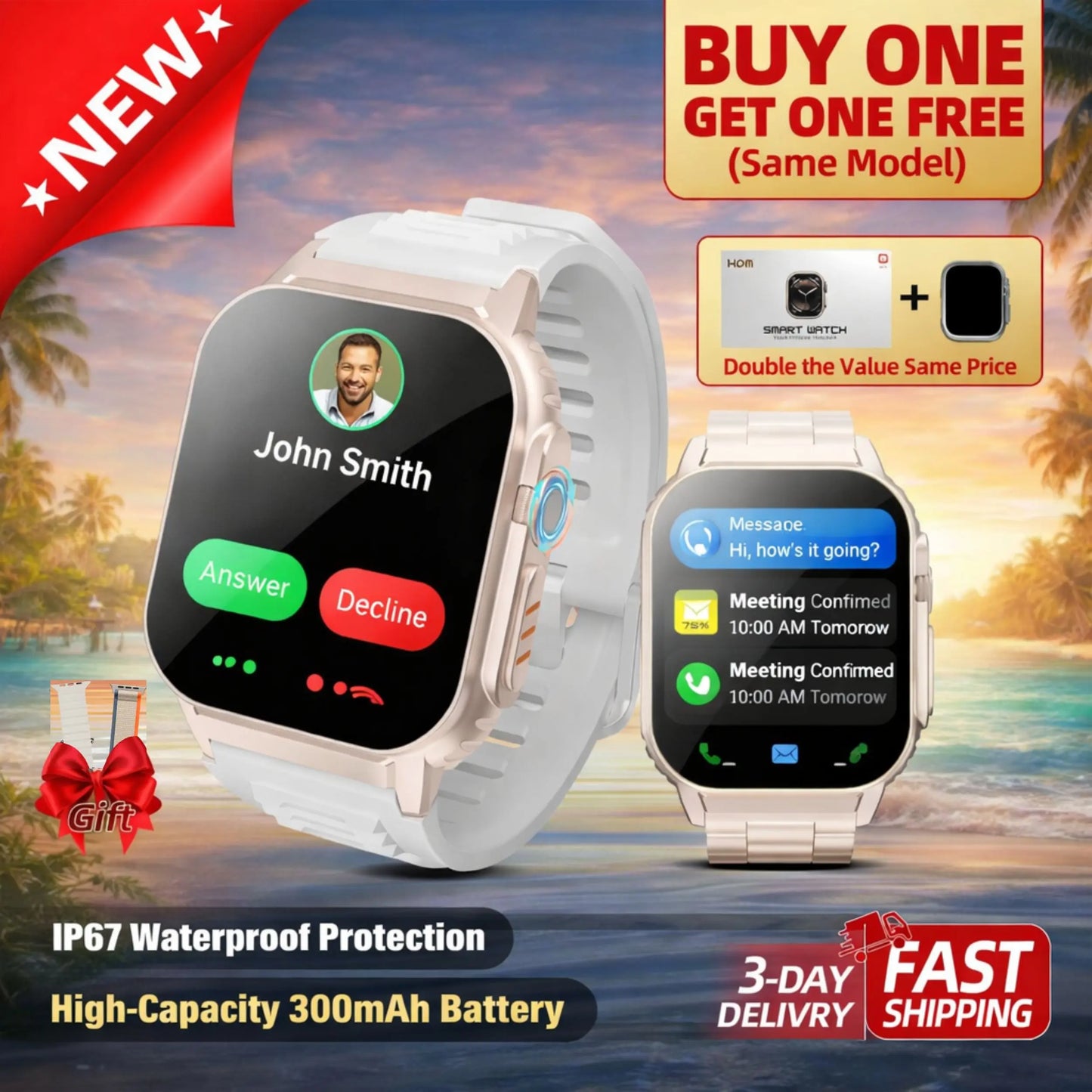 [Buy 1 Get 1] 2026 New Arrival Touchscreen Smartwatch W/ Bluetooth Calling – 2.02” HD Display, Outdoor Fitness & Health Tracking, Multi-Sport Wristwatch