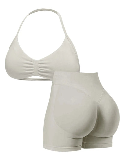 New Women'S Sporty Yoga Set, High-Waist Tight-Fitting Shorts and Tank Top, Summer Fitness for Running and Gym