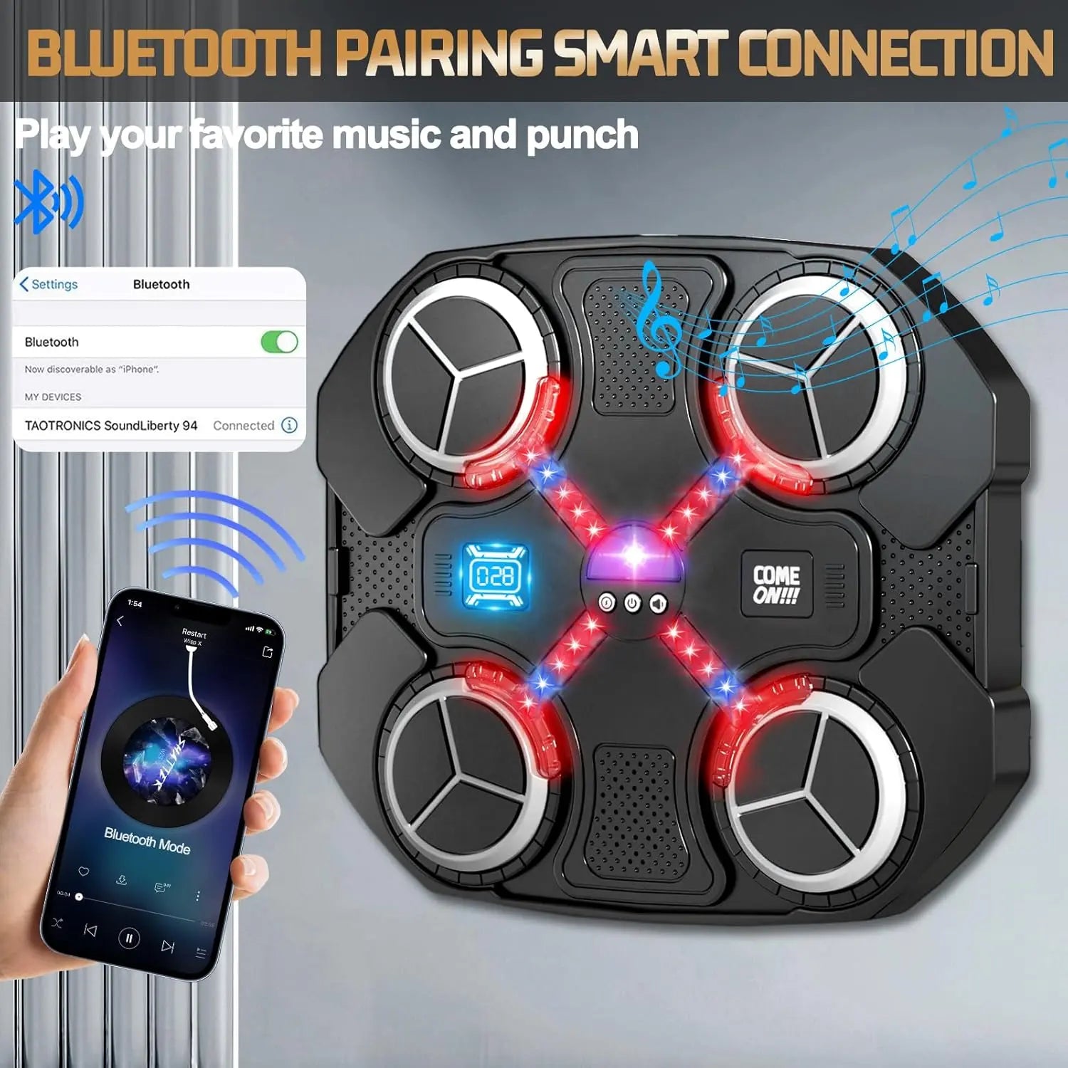 Music Boxing Four-Target Training Machine with Gloves - Wall Mount Fun Fitness for Kids,Music Boxing Machine，Boxing， Wall Mount Boxing Machine - Smart Fun Fitness Gear for All Ages,Interactive Boxing Trainer - Enhance Workout Fun with Free Boxing Gloves