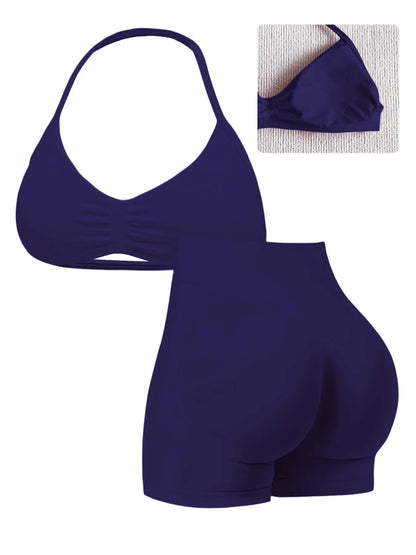 New Women'S Sporty Yoga Set, High-Waist Tight-Fitting Shorts and Tank Top, Summer Fitness for Running and Gym