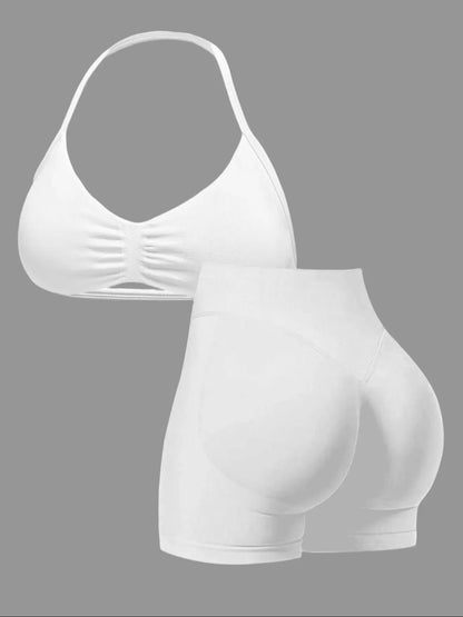 New Women'S Sporty Yoga Set, High-Waist Tight-Fitting Shorts and Tank Top, Summer Fitness for Running and Gym