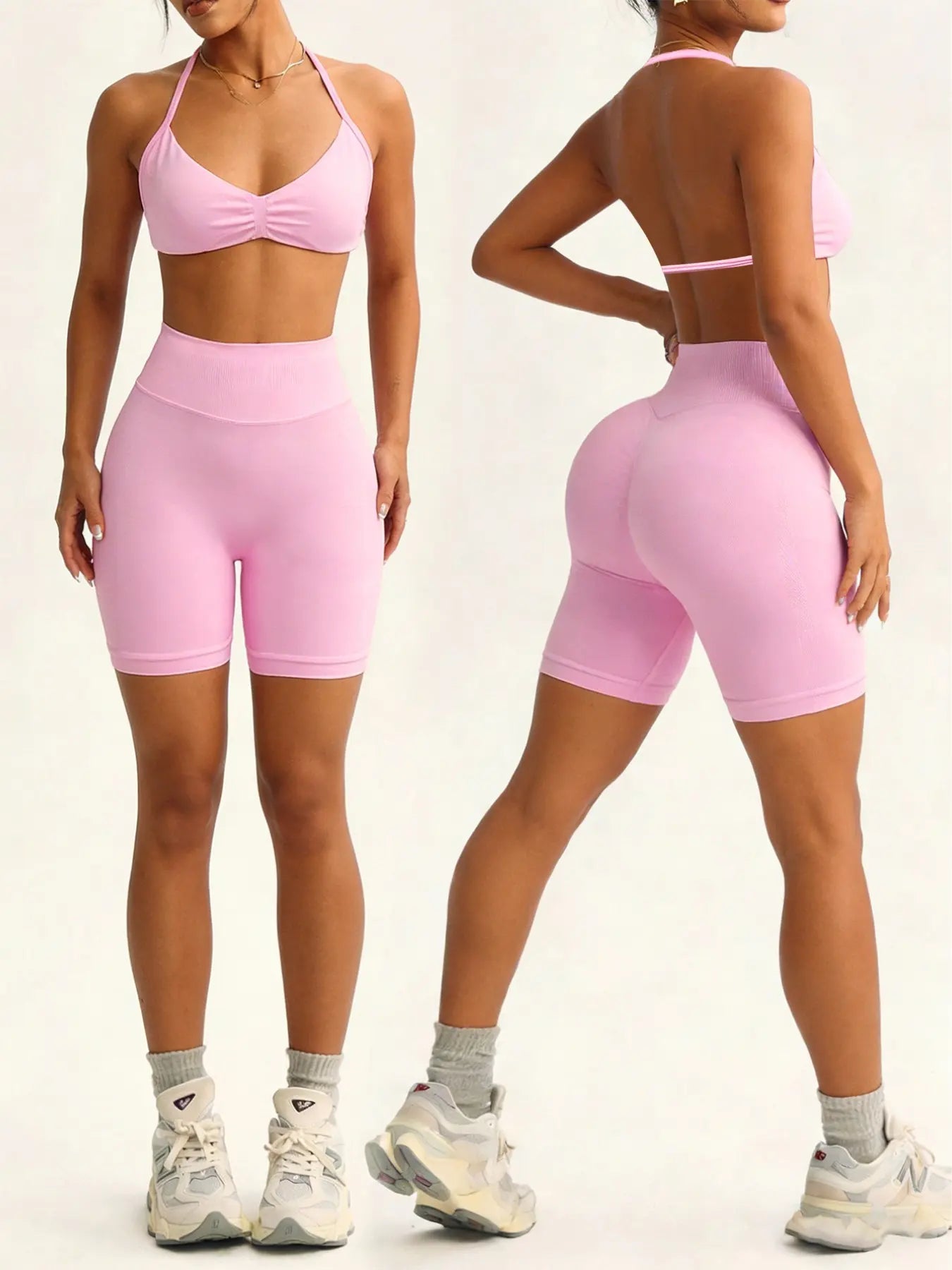 New Women'S Sporty Yoga Set, High-Waist Tight-Fitting Shorts and Tank Top, Summer Fitness for Running and Gym